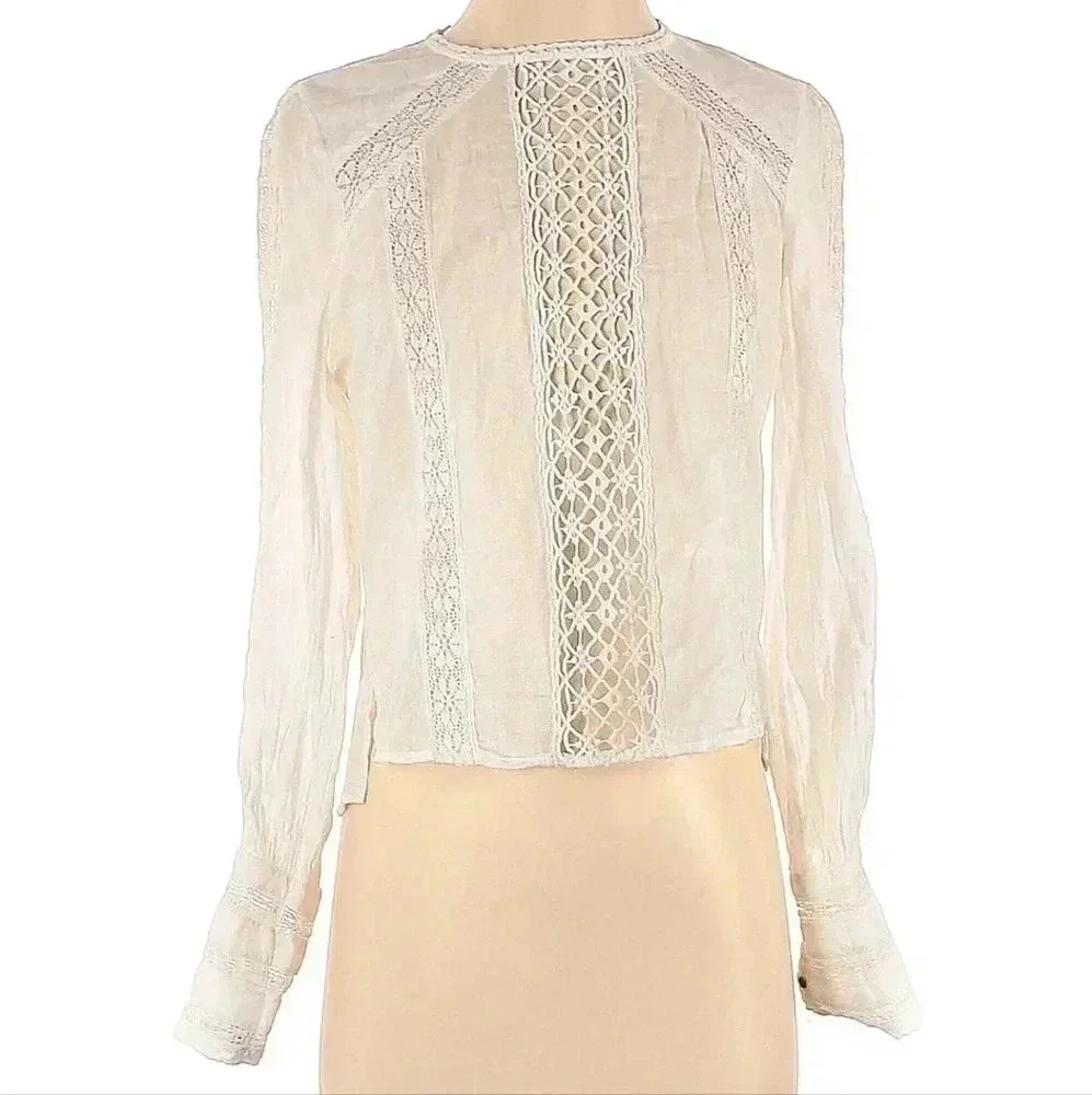 NWT Free People Without You Lace Panel Blouse size XS - Picture 6 of 7
